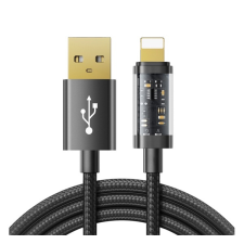 JOYROOM adatkábel és töltő (USB - lightning 8pin, 2.4A, 20W, PD gyorstöltés támogatás, 120cm, cipőfűző minta) FEKETE Apple IPAD 2, Apple iPhone 5, Apple iPhone 5S, Apple iPhone 5C, Apple IP tablet kellék