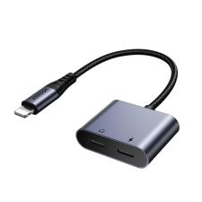 JOYROOM audió adapter és töltőkábel (elosztó, 2 lightning aljzat - lightning, cipőfűző, DAC) FEKETE Apple IPAD, IPAD 2, IPAD (3rd Generation) tablet kellék