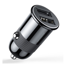 JOYROOM autós töltő 2 USB aljzat (5V / 3100mA, PD gyorstöltés támogatás, túlmelegedés védelem) FEKETE (C-A06_B) (C-A06_B) mobiltelefon kellék