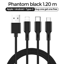 JOYROOM S-L422 Prime 3in1 3A 1.2M Adatkábel - Fekete mobiltelefon kellék