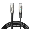 JOYROOM STAR-LIGHT adatkábel (Type-C - lightning 8pin, 30W, 120cm, gyorstöltő, LED jelzés FEKETE
