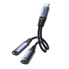 JOYROOM SY-C03 USB-C 2x USB-C 2in1 DAC adapter - fekete mobiltelefon kellék