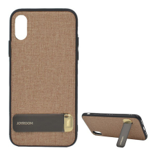JOYROOM szilikon telefonvédő (textil bevonat, kitámasztó) BARNA [Apple iPhone XS 5.8] tok és táska