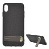 JOYROOM szilikon telefonvédő (textil bevonat, kitámasztó) FEKETE [Apple iPhone XS Max 6.5] (JR-BP498_BL)