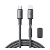 JOYROOM UNLIMITED adatkábel (Type-C - lightning, 60W, gyorstöltő, 120cm + mágneses kábelrendező) SZÜRKE (JOYROOM_S-A50_C_L_G)