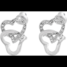 JSB Bijoux 61400965cr Dupla szív víztiszta Swarovski kristályokkal (8592661390146) fülbevaló