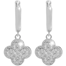 JSB Bijoux Kockás cirkónium kristály Quatrefoil 92400591cr (Ag925/1000, 3,1 g) fülbevaló