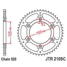 JT JTR210.51 hátsó lánckerék JT Erőátviteli alkatrész Lánc, lánckerék, láncszett Hátsó lánckerék egyéb motorkerékpár alkatrész