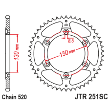 JT JTR251.48 hátsó lánckerék JT Erőátviteli alkatrész Lánc, lánckerék, láncszett Hátsó lánckerék egyéb motorkerékpár alkatrész