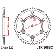 JT JTR808.50SC hátsó lánckerék JT  Erőátviteli alkatrészek Láncok, lánckerekek, láncszettek Hátsó lánckerekek egyéb motorkerékpár alkatrész