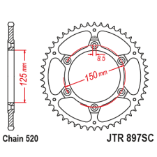 JT JTR897.51 hátsó lánckerék JT Erőátviteli alkatrész Lánc, lánckerék, láncszett Hátsó lánckerék egyéb motorkerékpár alkatrész