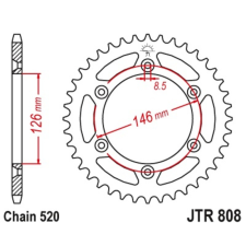 JT SPROCKETS Acél Öntisztító Hátsó Láncszem 808 - 520 egyéb motorkerékpár alkatrész