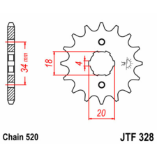  JT SPROCKETS Acél Standard Első Láncsor 328 - 520 lánc, láncszett