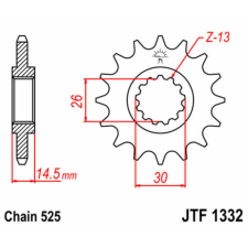 JT SPROCKETS Acél Standard Első Láncszem 1332 - 525 egyéb motorkerékpár alkatrész