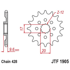 JT SPROCKETS Acél Standard Első Láncszem 1905 - 428 egyéb motorkerékpár alkatrész