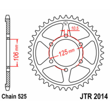 JT SPROCKETS acél standard hátsó lánckerék 2014 - 525 egyéb motorkerékpár alkatrész