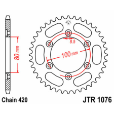 JT SPROCKETS Acél Standard Hátsó Láncsor 1076 - 420 egyéb motorkerékpár alkatrész
