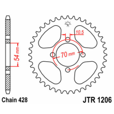 JT SPROCKETS Acél Standard Hátsó Láncsor 1206 - 428 egyéb motorkerékpár alkatrész