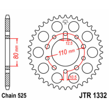 JT SPROCKETS Acél Standard Hátsó Láncsor 1332 - 525 egyéb motorkerékpár alkatrész