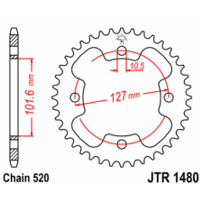 JT SPROCKETS Acél Standard Hátsó Láncsor 1480 - 525 egyéb motorkerékpár alkatrész