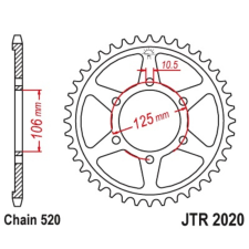 JT SPROCKETS Acél Standard Hátsó Láncsor 2020 - 520 egyéb motorkerékpár alkatrész