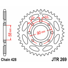 JT SPROCKETS Acél Standard Hátsó Láncsor 269 - 428 egyéb motorkerékpár alkatrész