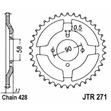 JT SPROCKETS Acél Standard Hátsó Láncsor 271 - 428 egyéb motorkerékpár alkatrész