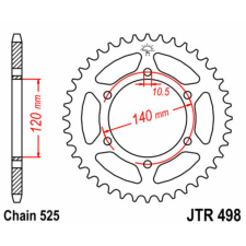 JT SPROCKETS Acél Standard Hátsó Láncsor 498 - 525 egyéb motorkerékpár alkatrész