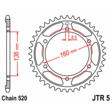JT SPROCKETS Acél Standard Hátsó Láncsor 5 - 520 egyéb motorkerékpár alkatrész