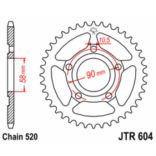 JT SPROCKETS Acél Standard Hátsó Láncsor 604 - 520 egyéb motorkerékpár alkatrész