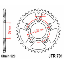 JT SPROCKETS Acél Standard Hátsó Láncsor 701 - 520 egyéb motorkerékpár alkatrész