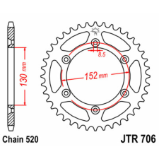 JT SPROCKETS Acél Standard Hátsó Láncsor 706 - 520 egyéb motorkerékpár alkatrész