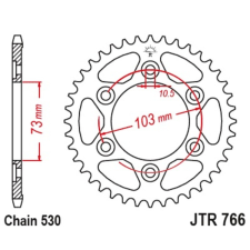 JT SPROCKETS Acél Standard Hátsó Láncsor 766 - 530 egyéb motorkerékpár alkatrész