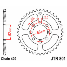  JT SPROCKETS Acél Standard Hátsó Láncsor 801 - 420 lánc, láncszett