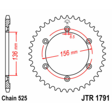JT SPROCKETS Acél Standard Hátsó Láncszem 1791 - 525 egyéb motorkerékpár alkatrész