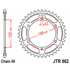 JT SPROCKETS Acél Standard Hátsó Láncszem 862 - 530 egyéb motorkerékpár alkatrész