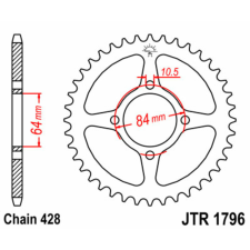 JT SPROCKETS Acél Standard Hátsó Láncszerkezet 1796 - 428 egyéb motorkerékpár alkatrész