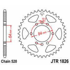 JT SPROCKETS Acél Standard Hátsó Láncszerkezet 1826 - 520 egyéb motorkerékpár alkatrész