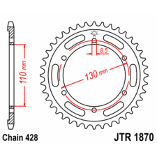 JT SPROCKETS Acél Standard Hátsó Láncszerkezet 1870 - 428 egyéb motorkerékpár alkatrész