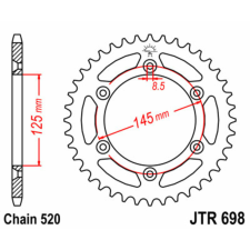 JT SPROCKETS Acél Standard Hátsó Láncszerkezet 698 - 520 egyéb motorkerékpár alkatrész