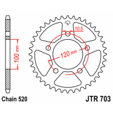 JT SPROCKETS Acél Standard Hátsó Láncszerkezet 703 - 520 egyéb motorkerékpár alkatrész