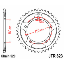  JT SPROCKETS Acél Standard Hátsó Láncszerkezet 823 - 520 lánc, láncszett