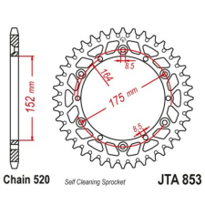 JT SPROCKETS Alumínium Ultra-Könnyű Öntisztító Hátsó Láncszem 853 - 520 egyéb motorkerékpár alkatrész