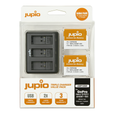 Jupio Value Pack GoPro HERO9-10-11 Enduro AHDBT-901 1730mAh 2db akciókamera akkumulátor + USB tripla töltő sportkamera kellék