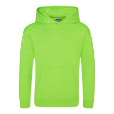 Just Hoods Gyerek élénk színű kapucnis pulóver AWJH004J, Electric Green-9/11 gyerek pulóver, kardigán