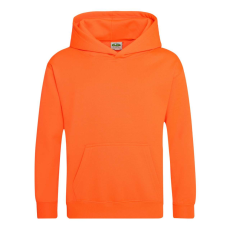 Just Hoods Gyerek élénk színű kapucnis pulóver AWJH004J, Electric Orange-12/13