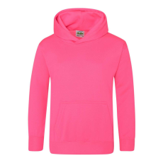 Just Hoods Gyerek élénk színű kapucnis pulóver AWJH004J, Electric Pink-5/6