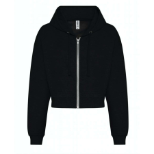 Just Hoods hasig érő cipzáros kapucnis Női pulóver AWJH065, Deep Black-L női pulóver, kardigán