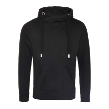 Just Hoods Kereszt nyakú, vastag kapucnis pulóver, Just Hoods AWJH021, Jet Black-2XL férfi pulóver, kardigán