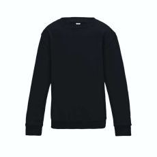 Just Hoods Környakas gyerek pulóver bolyhozott belsővel AWJH030J, Deep Black-7/8
